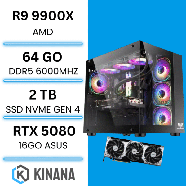 PC Gamer KINANA Ryzen 9 9900X /64 GB/2TB SSD/RTX5080 16GB