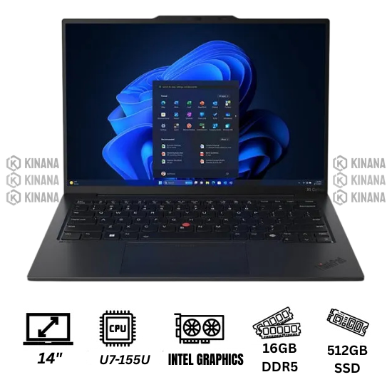 Ordinateur Portable Lenovo ThinkPad X1 Carbon Gen 12 Core Ultra7-155U I 16Go I 512GB SSD I Win 11Pro I 14″ IPS Full HD  Remis à neuf